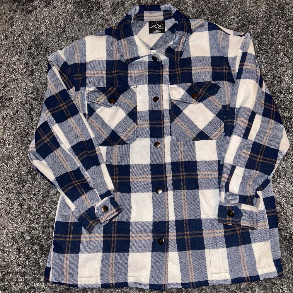 HFX Men's Size M Plaid Flannel Snap Button Shirt Jacket I4